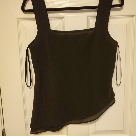 Vintage  Lori Ann Black Sleeveless diagonal top Size 12 - Picture 1 of 3